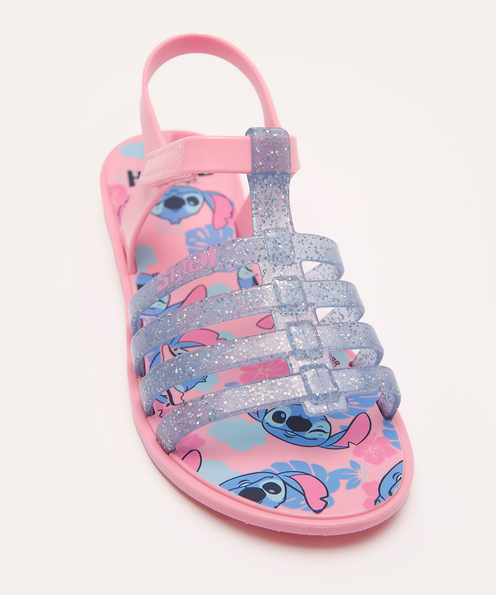 sandália grendene infantil com brinde lilo e stitch rosa