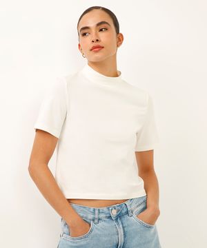 cropped de algodão peruano gola rolê off white