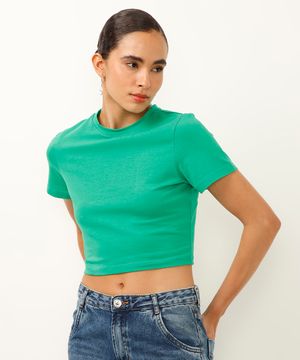 blusa básica baby look verde