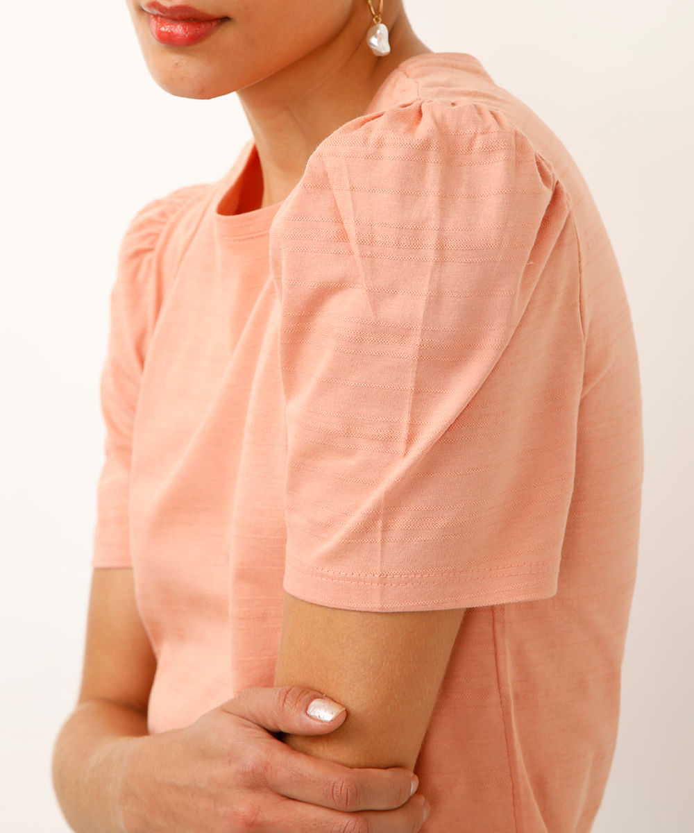 blusa de algodão manga bufante roxo uva - rosa médio