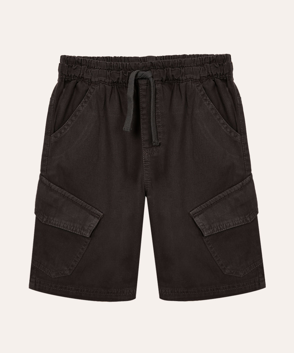 bermuda cargo infantil de sarja cinza