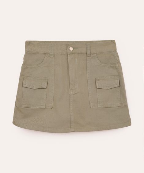 short saia juvenil de sarja cargo verde