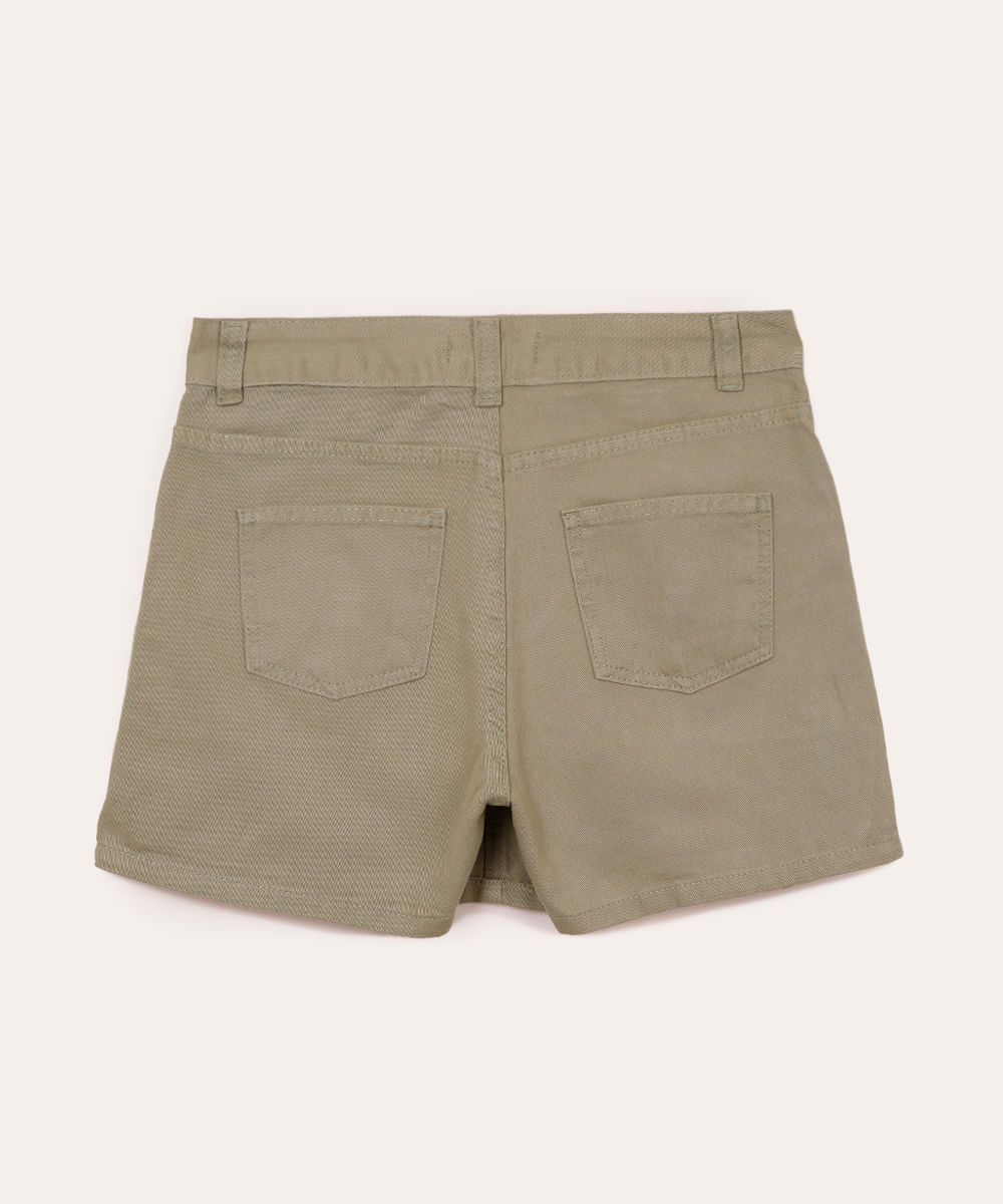 short saia juvenil de sarja cargo verde