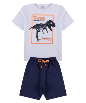 Conjunto Infantil Ribana T-rex Branco