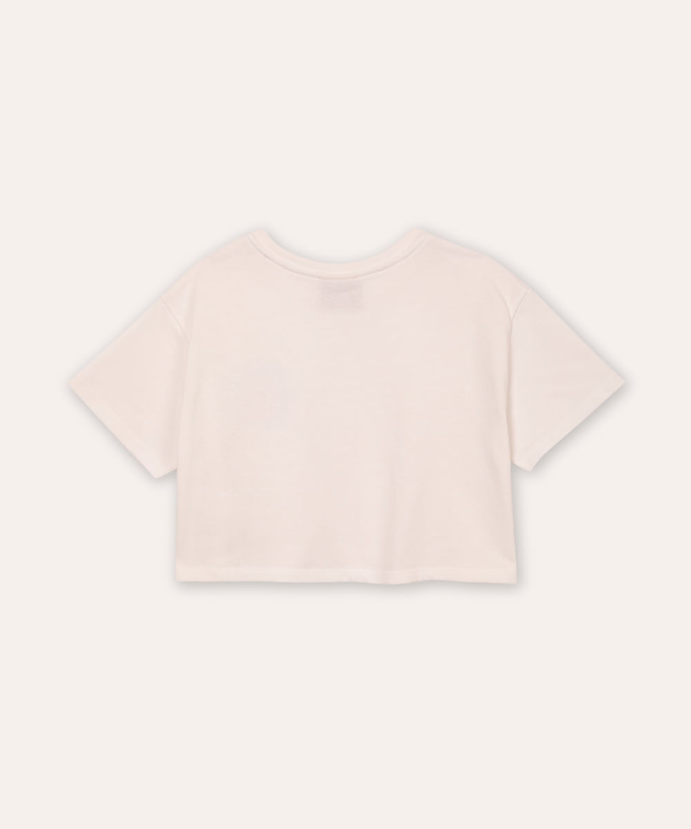 cropped infantil de algodão bolso de crochê off white