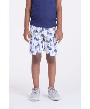 Bermuda Infantil Tactel Coqueiros Branco