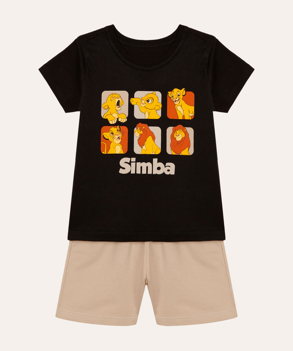 conjunto infantil curto simba preto