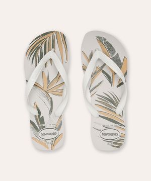 chinelo havaianas aloha folhagem branco