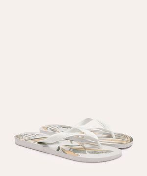 chinelo havaianas aloha folhagem branco