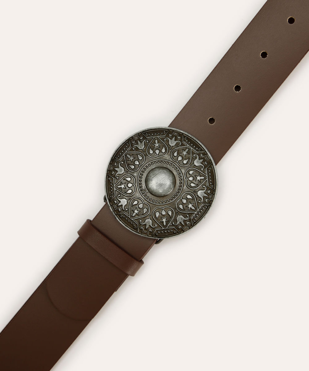 cinto boho fivela redonda mindset marrom