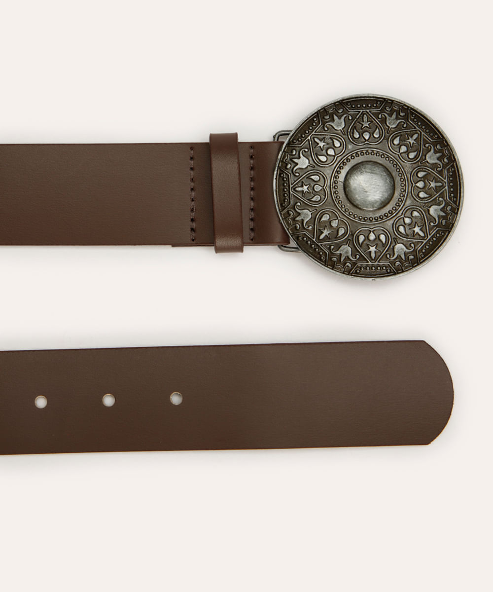 cinto boho fivela redonda mindset marrom