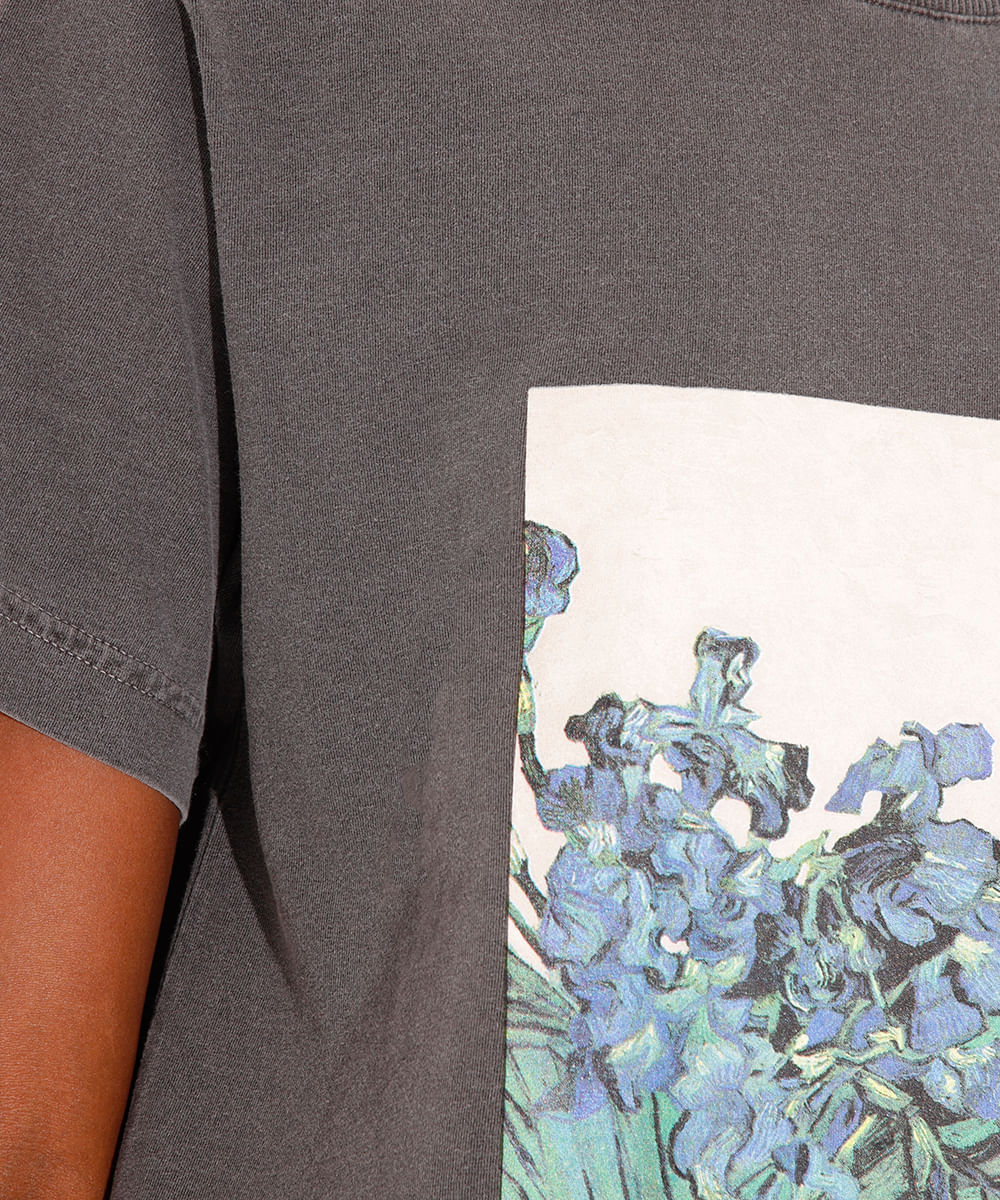 camiseta de algodão irises van gogh mindset cinza