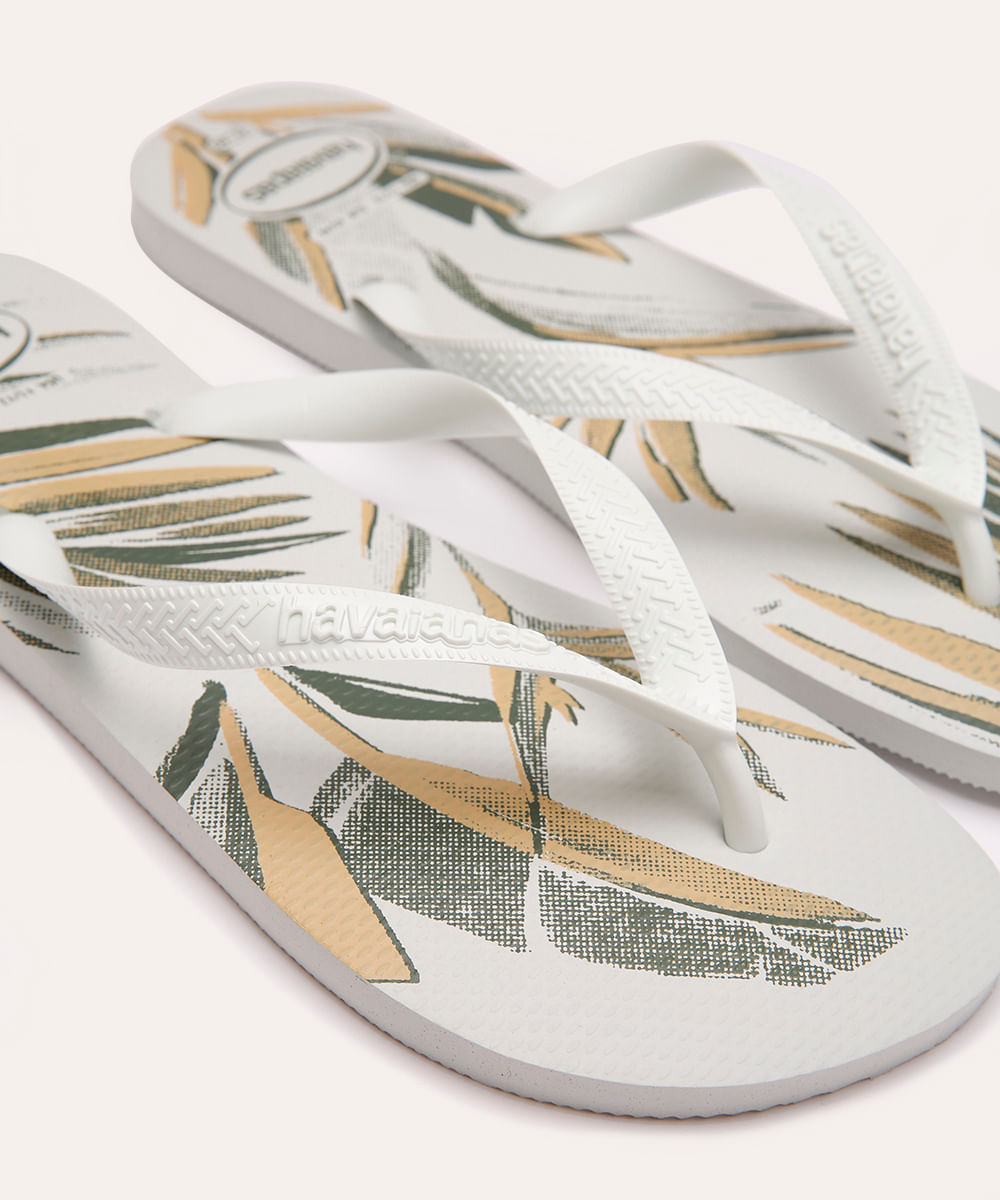 chinelo aloha folhagem havaianas branco