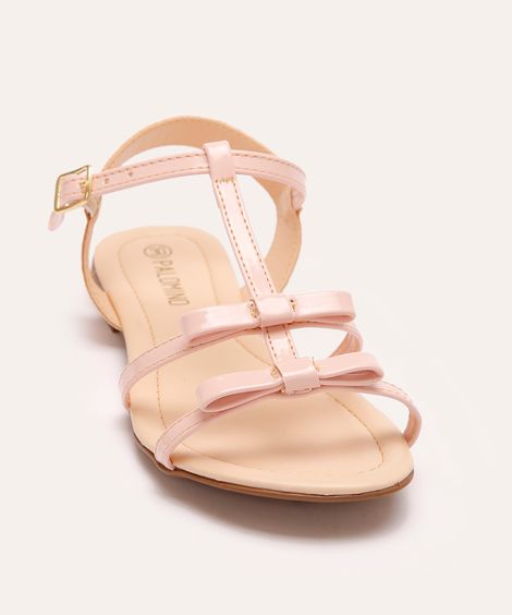 sandália infantil laços rosa