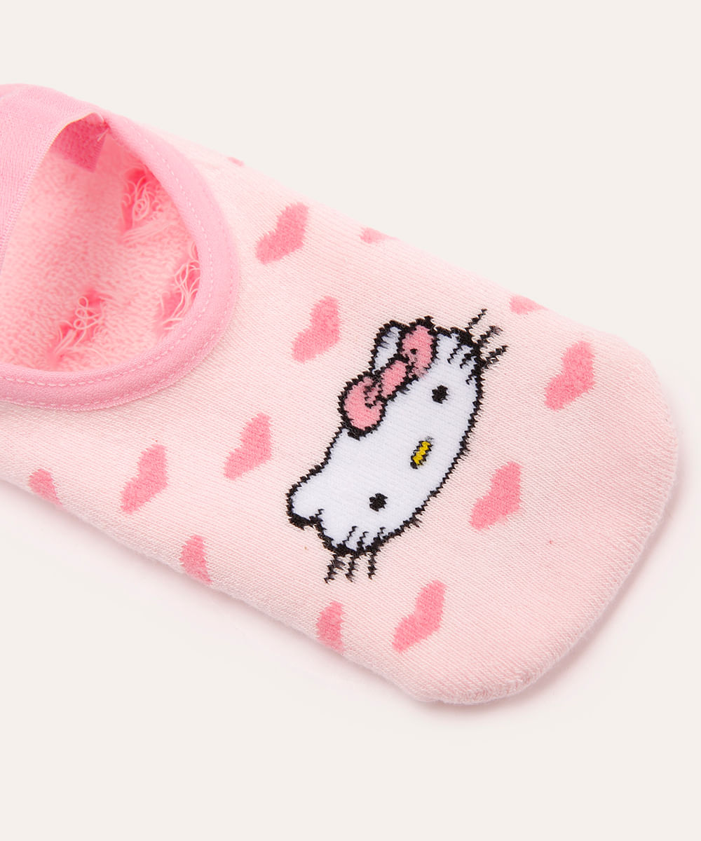 meia sapatilha infantil hello kitty rosa