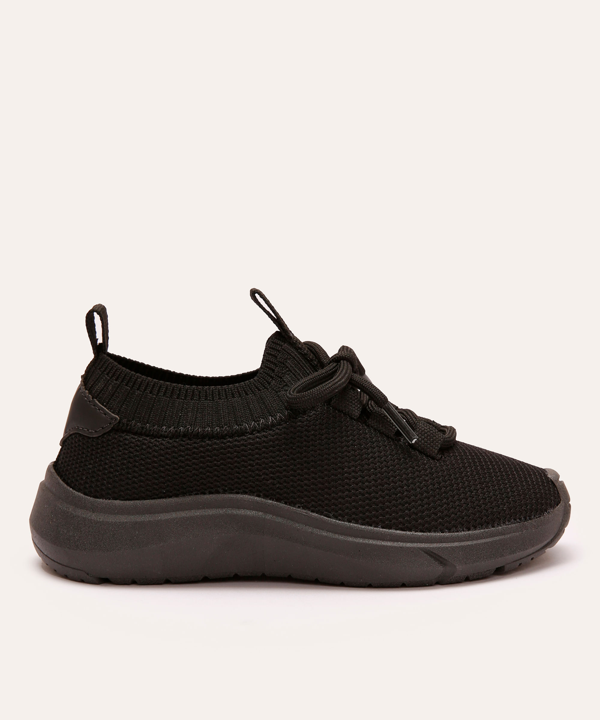 tênis knit infantil calce fácil preto