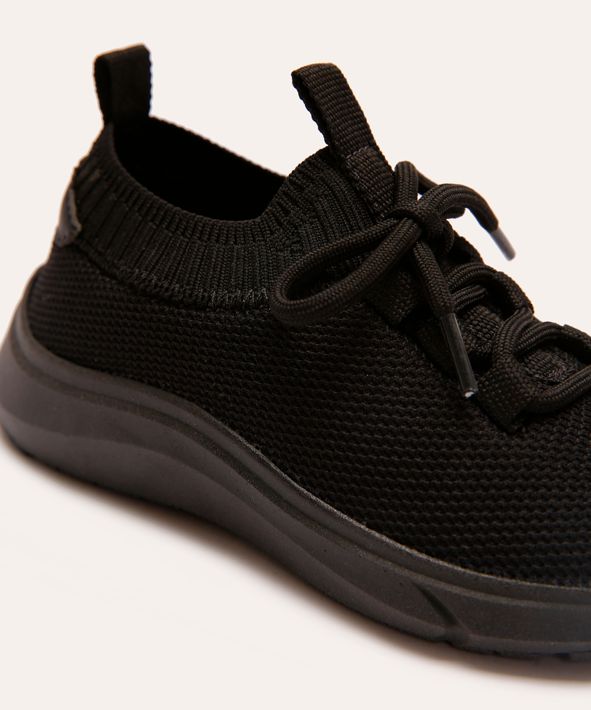 tênis knit infantil calce fácil preto