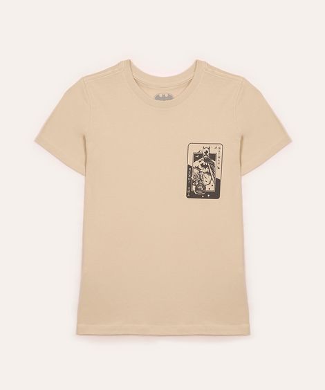 camiseta juvenil de algodão Batman e Joker bege