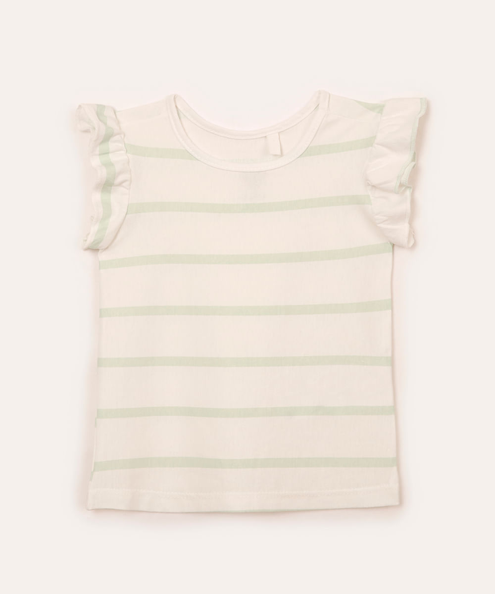 blusa infantil de algodão listrada verde
