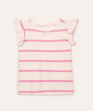 blusa infantil de algodão listrada rosa