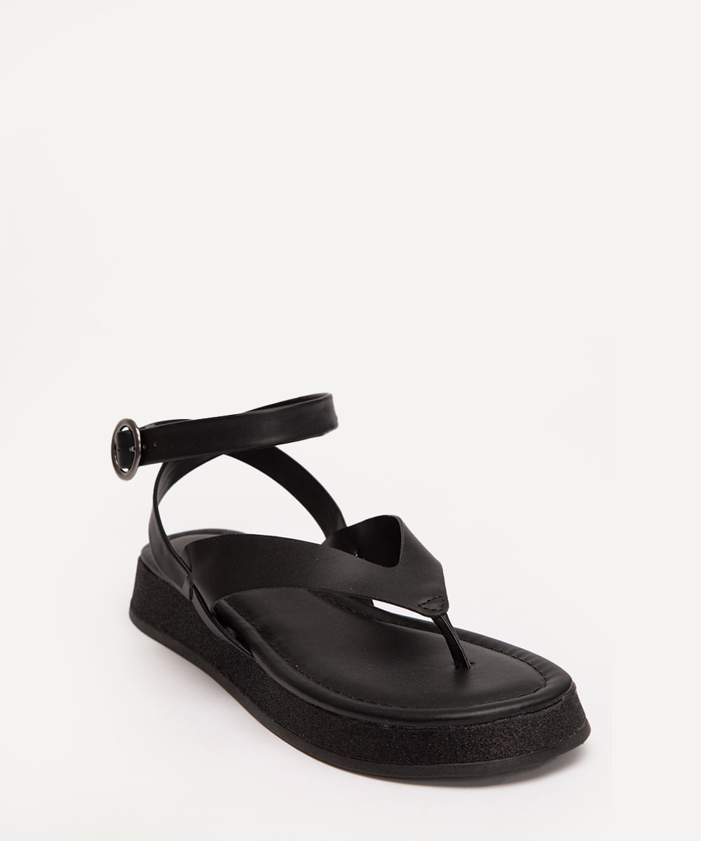 sandália flatform de dedo via uno preto