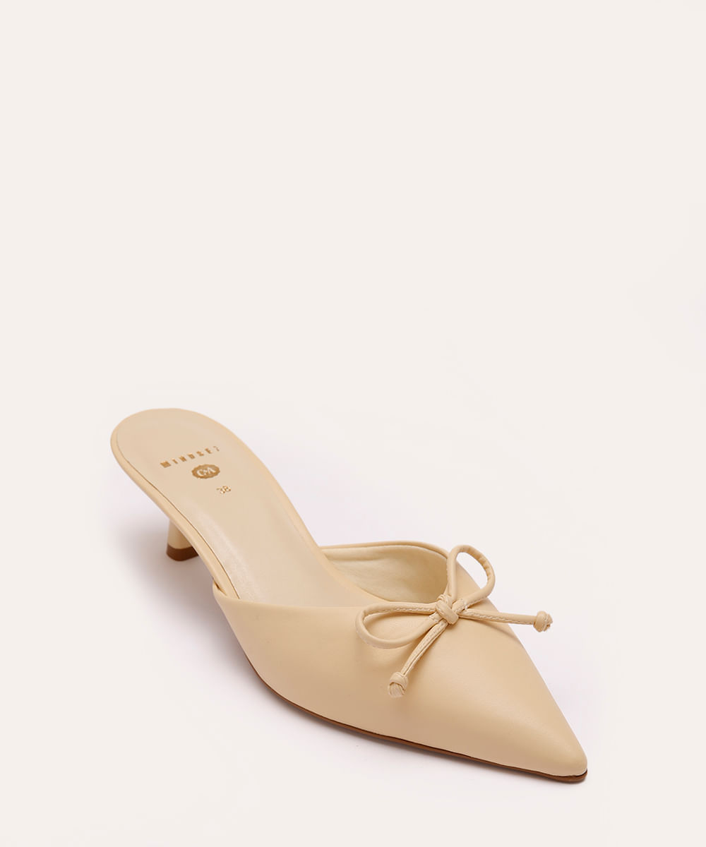 mule bico fino com laço mindset amarelo