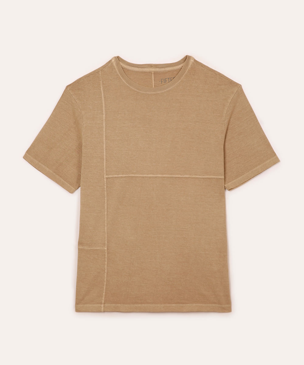 camiseta juvenil de algodão com recortes bege