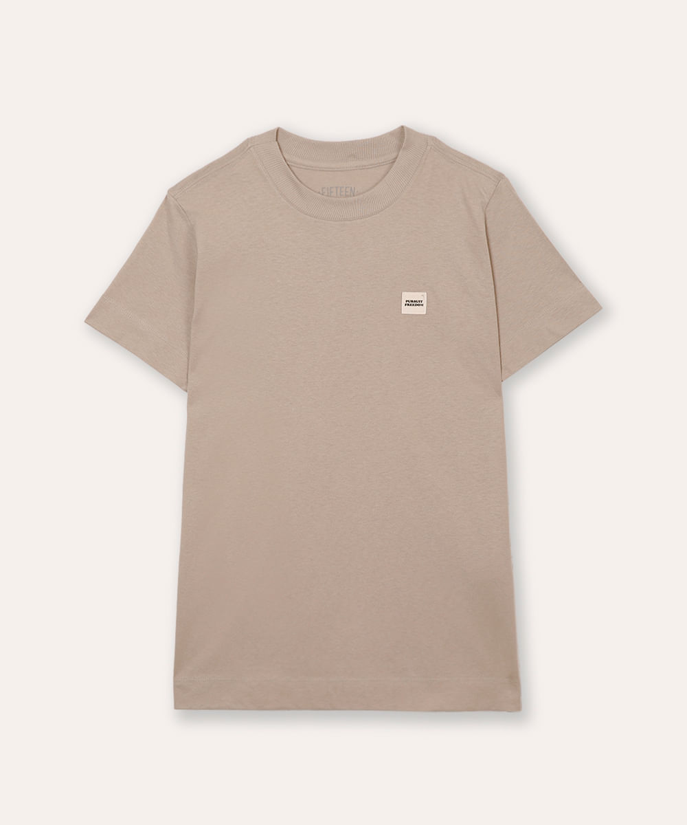 camiseta juvenil de algodão bege
