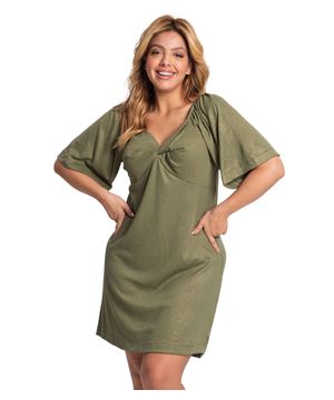 Vestido Plus Size Ribana Canelada Secret Glam Verde