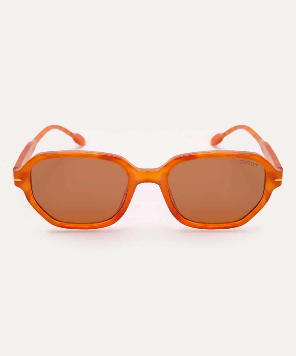 óculos de sol oval tartaruga triton laranja