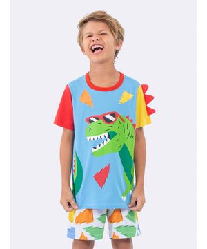 Pijama Manga Curta Infantil Masculino Dinossauros