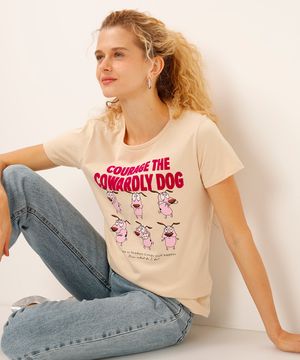 camiseta de algodão mood coragem o cão covarde bege