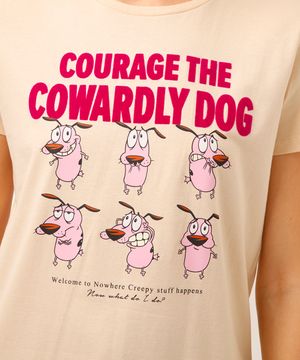 camiseta de algodão mood coragem o cão covarde bege