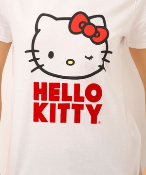 camiseta de algodão manga curta hello kitty off white