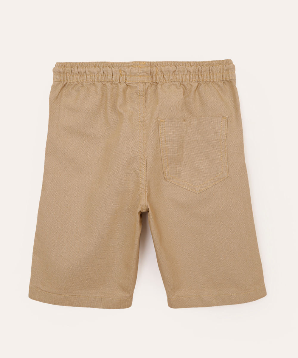 bermuda infantil cós com elástico e cordão bege