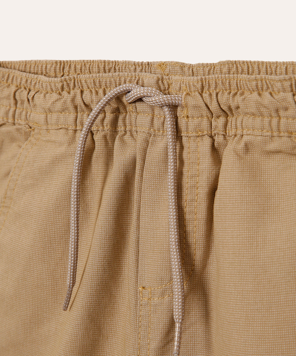bermuda infantil cós com elástico e cordão bege