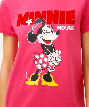 camiseta de algodão manga curta minnie rosa