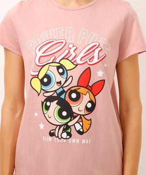 camiseta de algodão as meninas super poderosas rosa