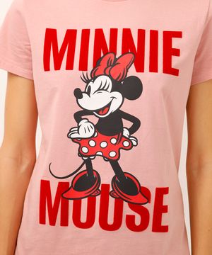 camiseta de algodão manga curta minnie rosa