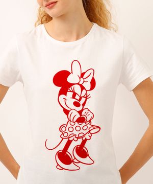 camiseta de algodão manga curta minnie off white