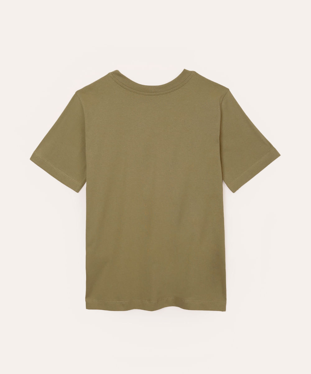 camiseta juvenil de algodão snoopy verde
