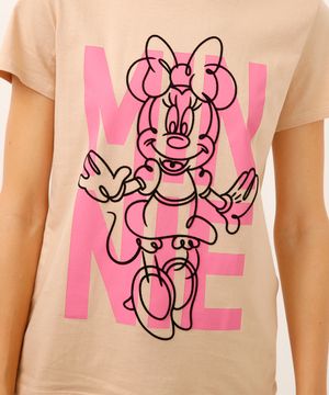 camiseta de algodão manga curta minnie bege