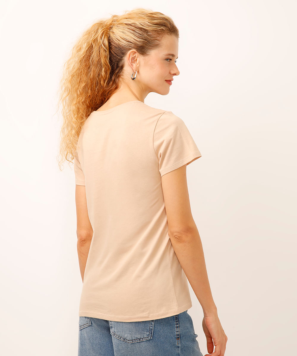 camiseta de algodão manga curta minnie bege