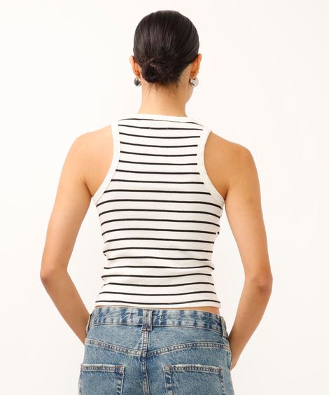 regata de algodão halterneck listrada off white