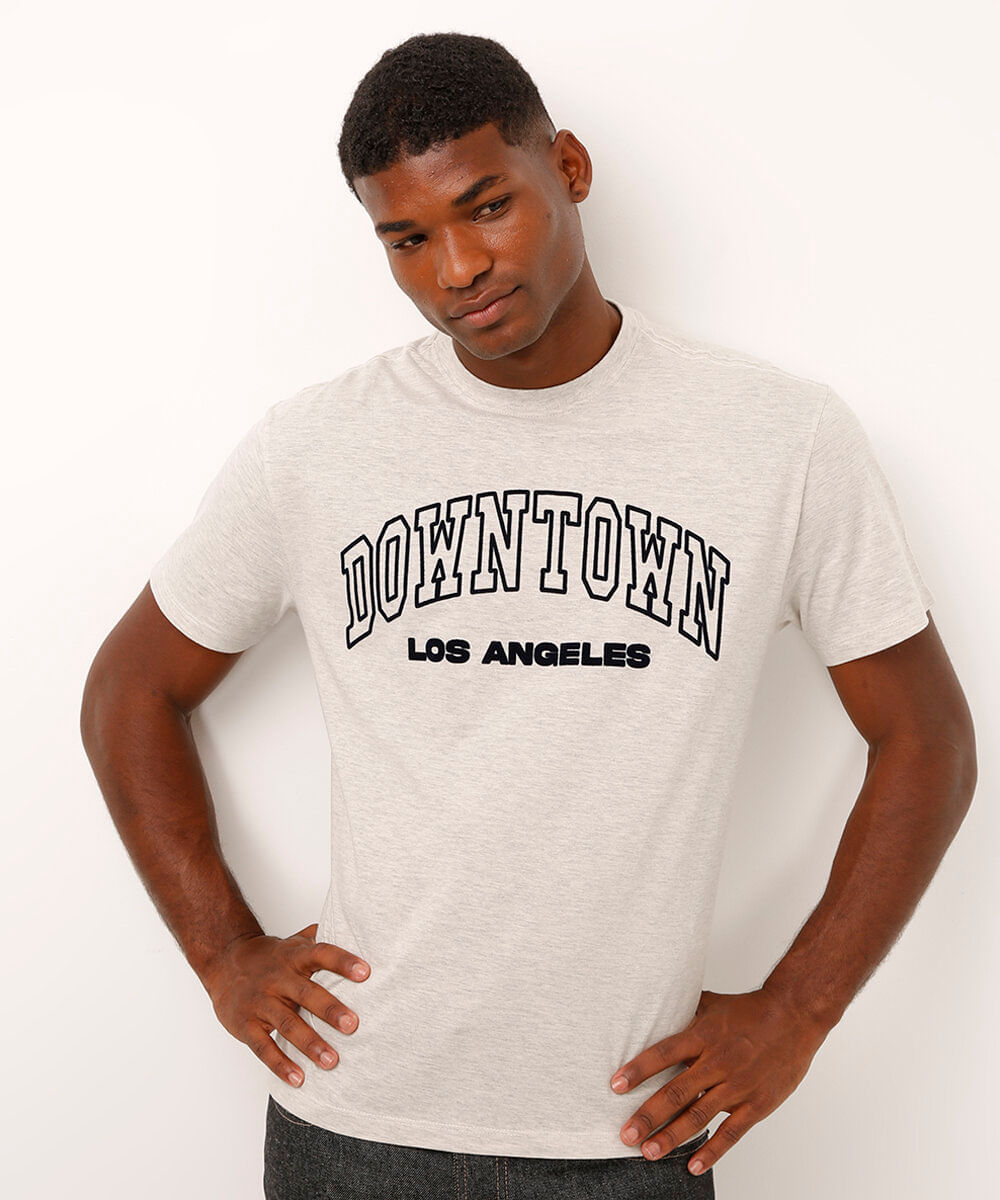 camiseta relaxed de algodão downtown cinza