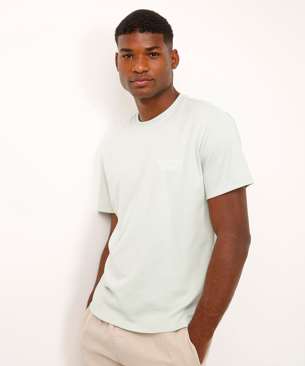 camiseta relaxed de algodão manga curta wellnest atelier verde