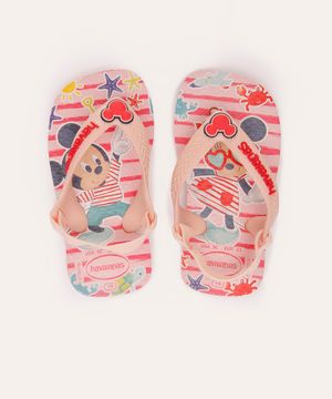 chinelo havaianas infantil com elástico minnie rosa