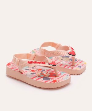 chinelo havaianas infantil com elástico minnie rosa