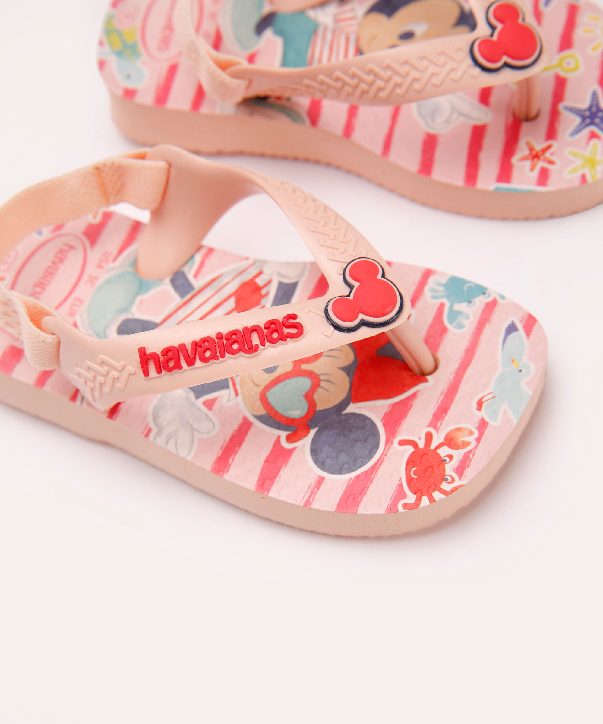 chinelo havaianas infantil com elástico minnie rosa