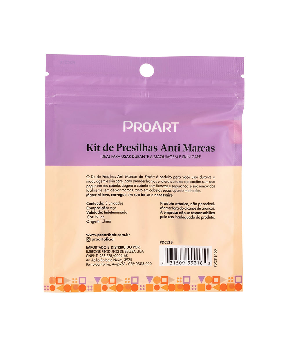 kit presilhas proart anti marca 3 peças colorido